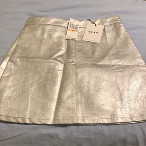 GLAM by Glamorous silver faux leather skirt